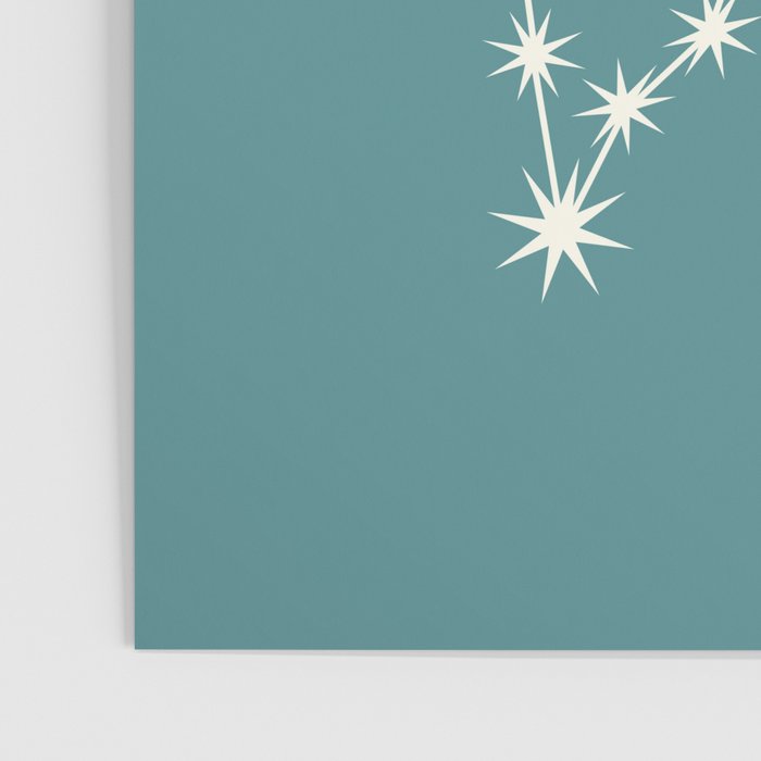 Pisces Zodiac Star Constellation Line Art Teal Poster Gallery Image 3