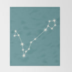 Pisces Zodiac Star Constellation Line Art Teal Throw Blanket Gallery Image 2