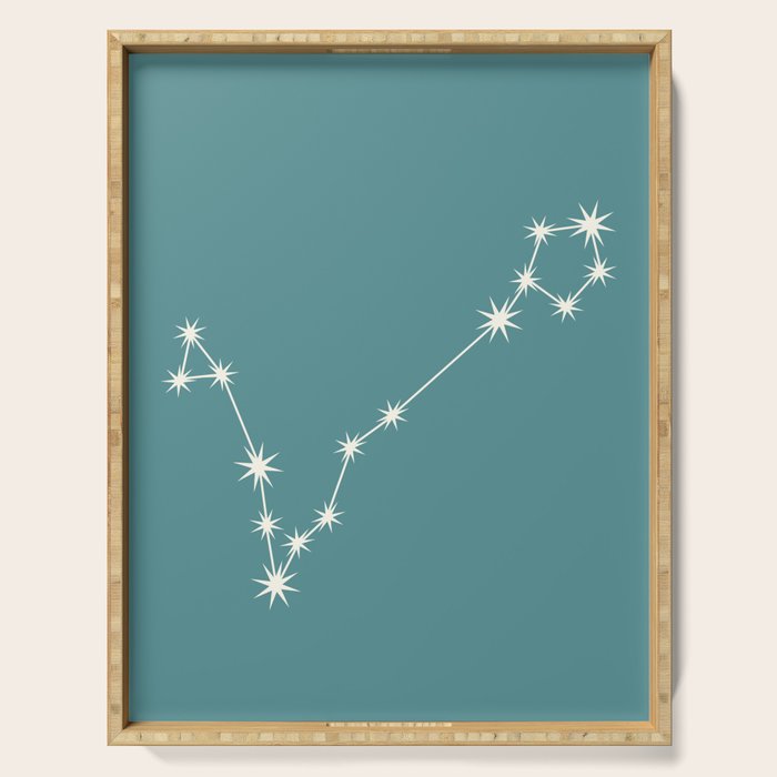 Pisces Zodiac Star Constellation Line Art Teal Serving Tray Gallery Image 1