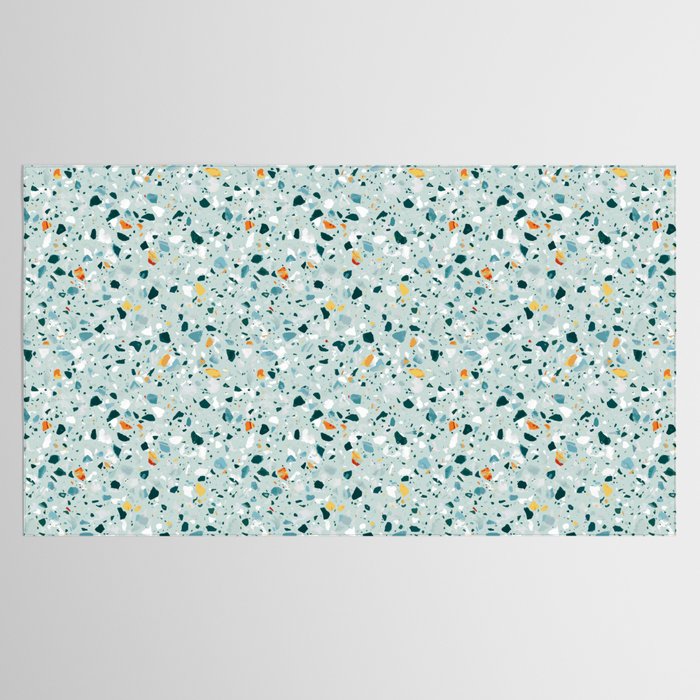 Mint Terrazzo, Eclectic Marble Texture Pattern, Colorful Neutral Pastel Illustration, Floor Tiles Tablecloth Gallery Image 2