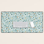 Mint Terrazzo, Eclectic Marble Texture Pattern, Colorful Neutral Pastel Illustration, Floor Tiles Desk Mat Gallery Image 1
