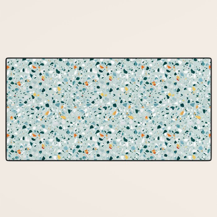 Mint Terrazzo, Eclectic Marble Texture Pattern, Colorful Neutral Pastel Illustration, Floor Tiles Desk Mat Gallery Image 3