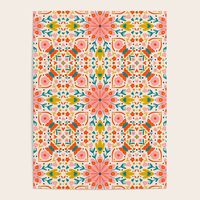 Butterfly Floral Mandala Poster Gallery Image 4