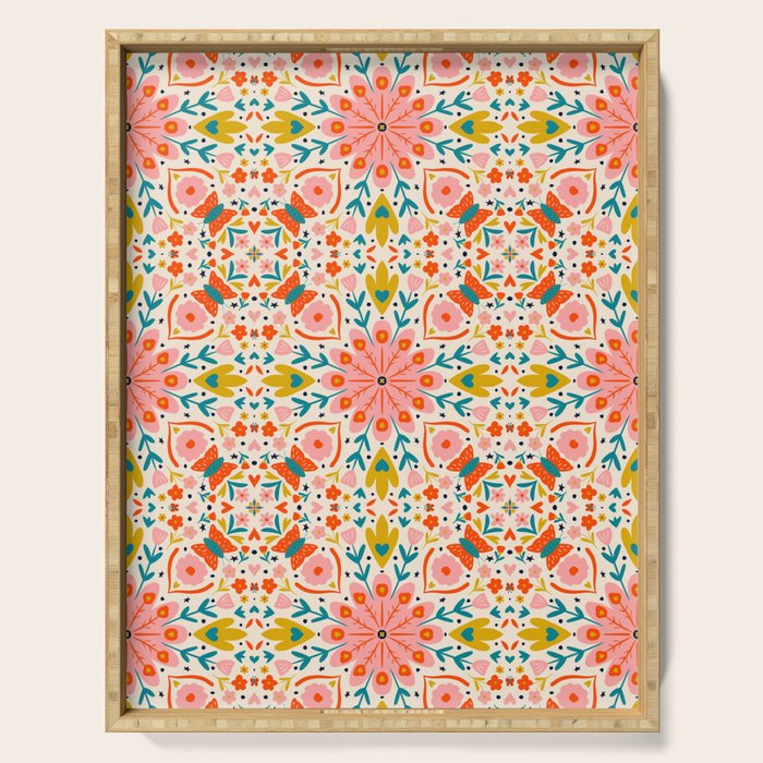 Butterfly Floral Mandala Serving Tray Gallery Image 1