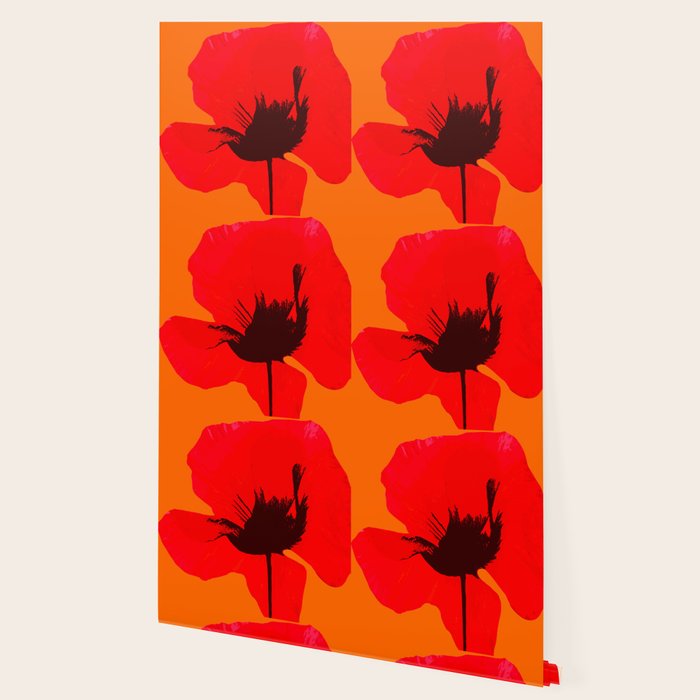 Large Red Poppy Orange Background #decor #society6 #buyart Wallpaper Gallery Image 2