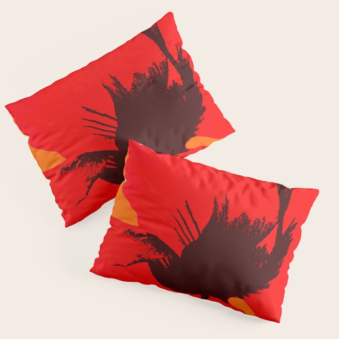 Large Red Poppy Orange Background #decor #society6 #buyart Pillow Sham Gallery Image 3