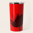 Large Red Poppy Orange Background #decor #society6 #buyart Travel Mug Gallery Image 1
