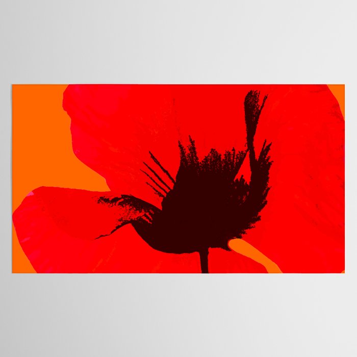Large Red Poppy Orange Background #decor #society6 #buyart Tablecloth Gallery Image 2