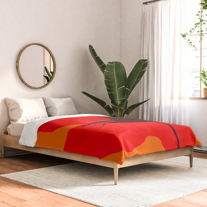 Large Red Poppy Orange Background #decor #society6 #buyart Comforter Gallery Image 2