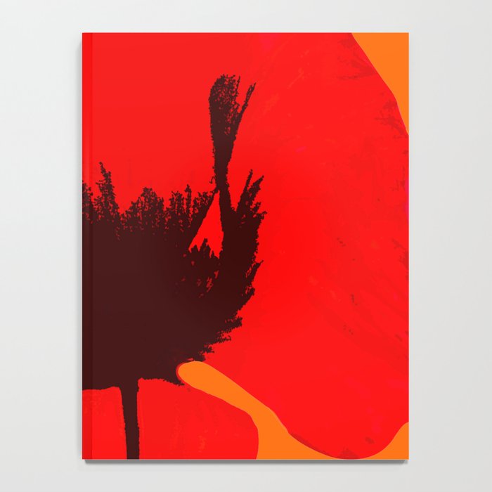 Large Red Poppy Orange Background #decor #society6 #buyart Notebook Gallery Image 4