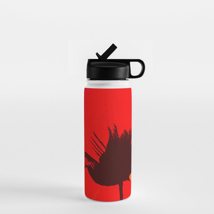 Large Red Poppy Orange Background #decor #society6 #buyart Water Bottle Gallery Image 1