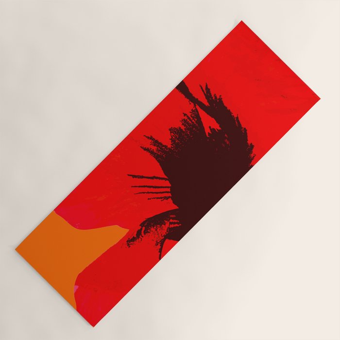Large Red Poppy Orange Background #decor #society6 #buyart Yoga Mat Gallery Image 1