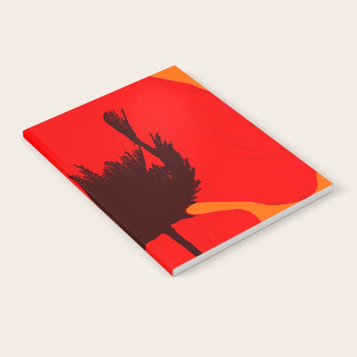 Large Red Poppy Orange Background #decor #society6 #buyart Notebook Gallery Image 1