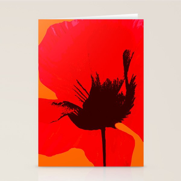 Large Red Poppy Orange Background #decor #society6 #buyart Stationery Card Gallery Image 2
