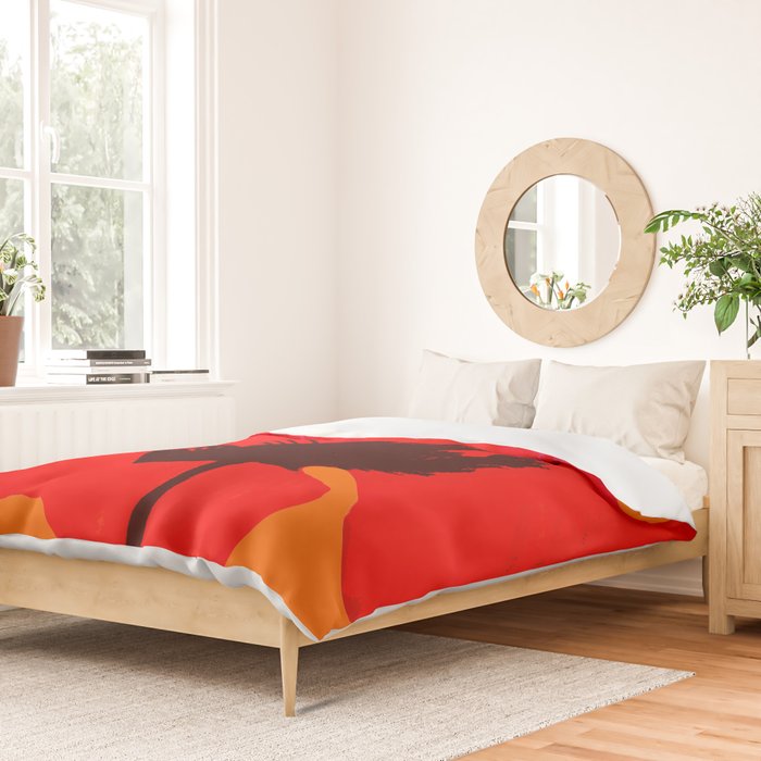 Large Red Poppy Orange Background #decor #society6 #buyart Duvet Cover Gallery Image 2