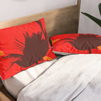 Large Red Poppy Orange Background #decor #society6 #buyart Pillow Sham Gallery Image 2