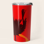 Large Red Poppy Orange Background #decor #society6 #buyart Travel Mug Gallery Image 2