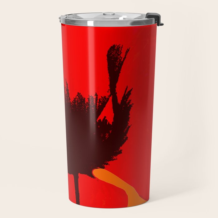 Large Red Poppy Orange Background #decor #society6 #buyart Travel Mug Gallery Image 2
