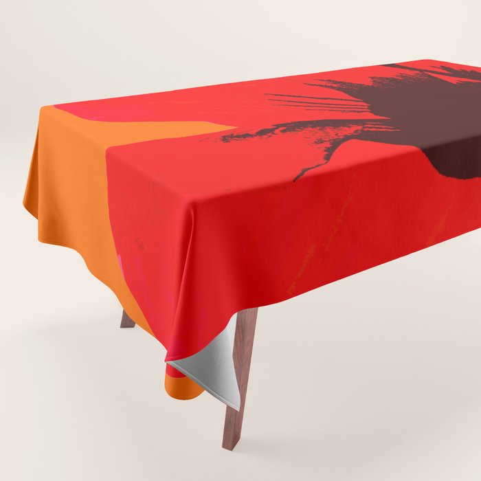 Large Red Poppy Orange Background #decor #society6 #buyart Tablecloth Gallery Image 1