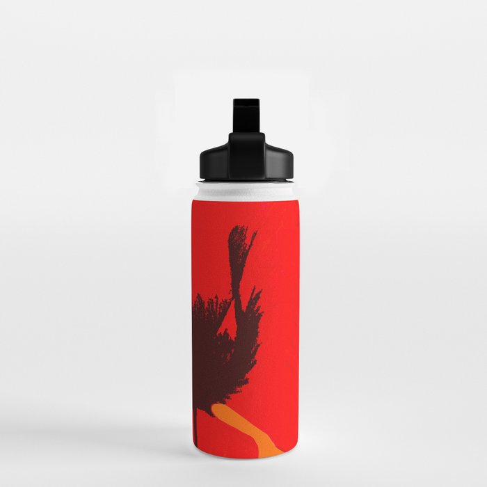 Large Red Poppy Orange Background #decor #society6 #buyart Water Bottle Gallery Image 2