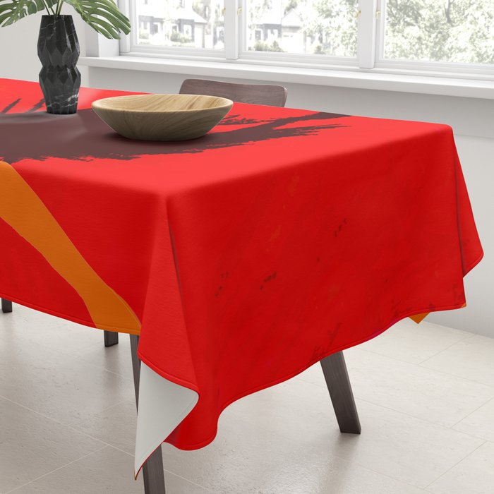 Large Red Poppy Orange Background #decor #society6 #buyart Tablecloth Gallery Image 3