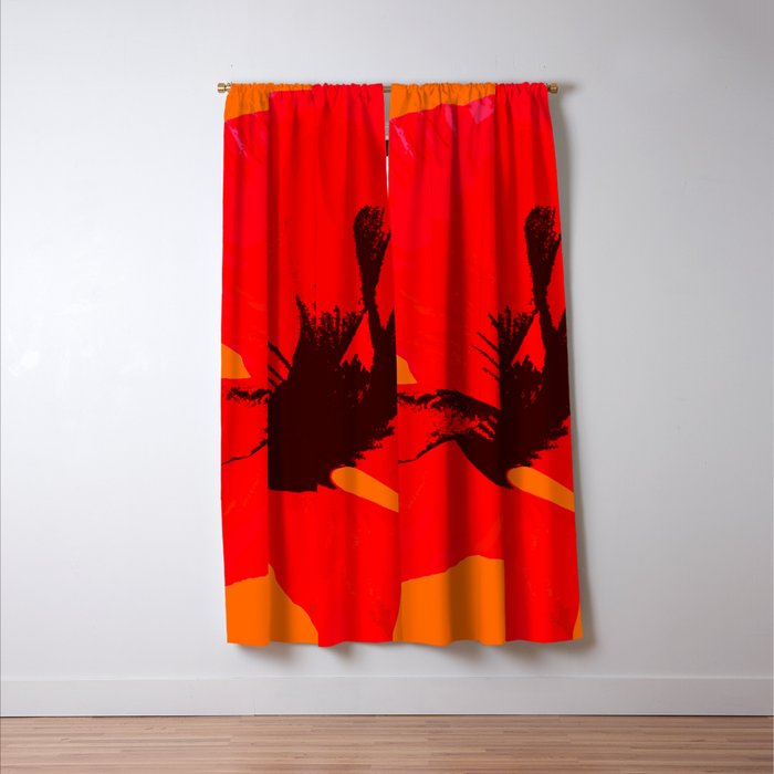 Large Red Poppy Orange Background #decor #society6 #buyart Window Curtain Gallery Image 3