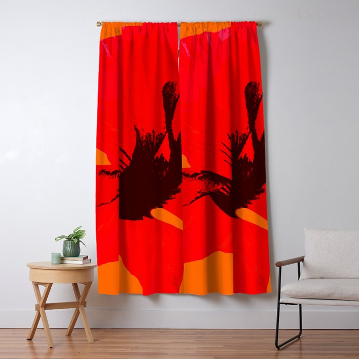Large Red Poppy Orange Background #decor #society6 #buyart Window Curtain Gallery Image 1