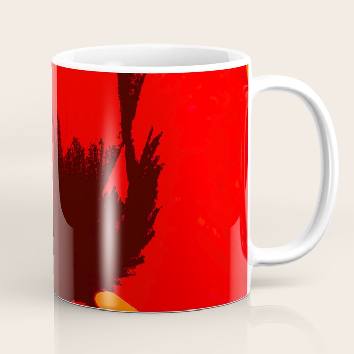 Large Red Poppy Orange Background #decor #society6 #buyart Coffee Mug Gallery Image 1