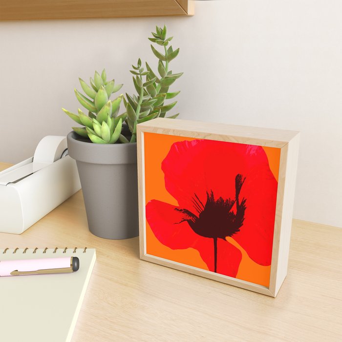 Large Red Poppy Orange Background #decor #society6 #buyart Mini Art Print Gallery Image 2