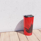 Large Red Poppy Orange Background #decor #society6 #buyart Travel Mug Gallery Image 4