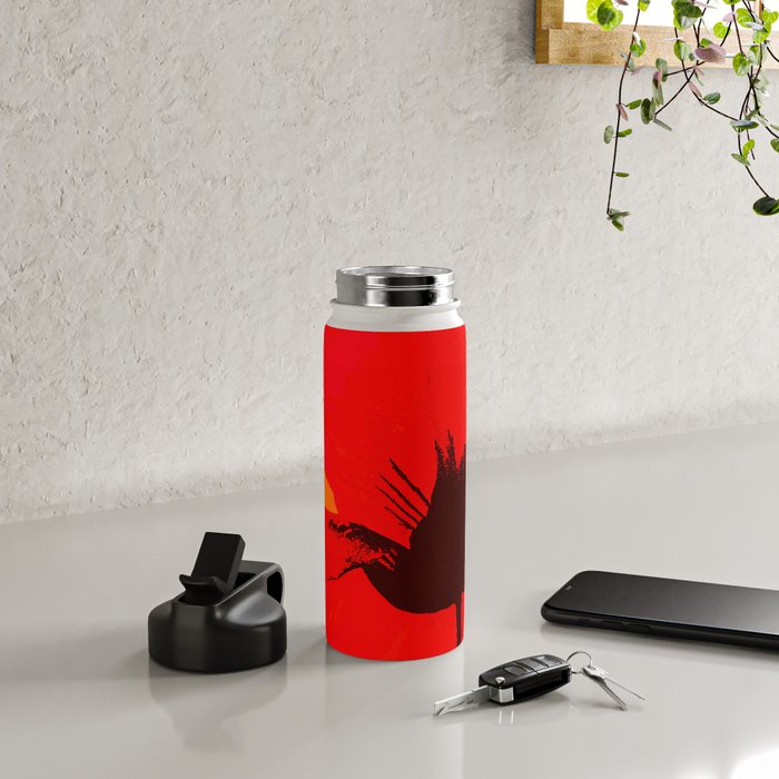Large Red Poppy Orange Background #decor #society6 #buyart Water Bottle Gallery Image 4