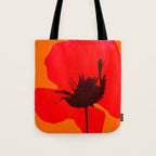 Large Red Poppy Orange Background #decor #society6 #buyart Tote Bag Gallery Image 1