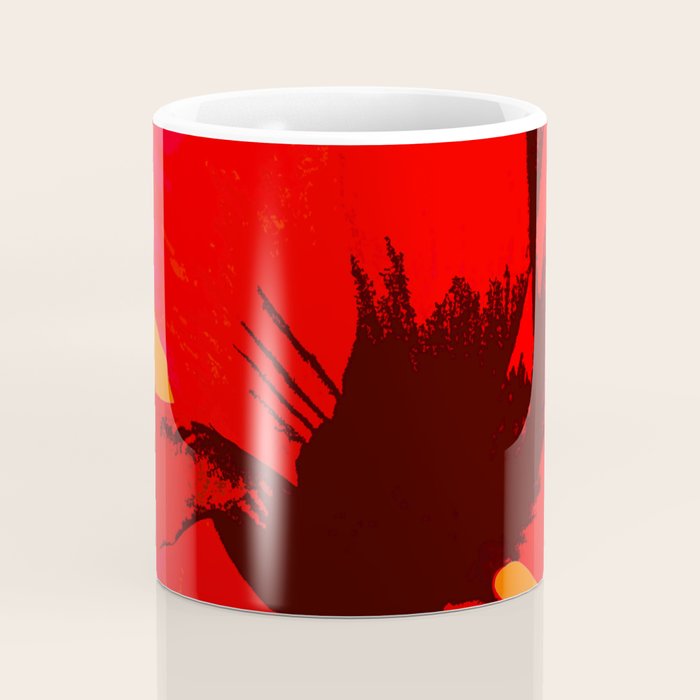 Large Red Poppy Orange Background #decor #society6 #buyart Coffee Mug Gallery Image 4