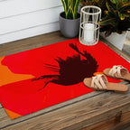 Large Red Poppy Orange Background #decor #society6 #buyart Outdoor Rug Gallery Image 2