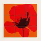 Large Red Poppy Orange Background #decor #society6 #buyart Wood Wall Art Gallery Image 1