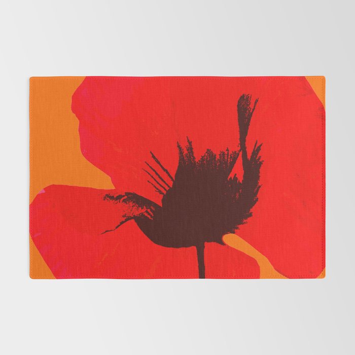 Large Red Poppy Orange Background #decor #society6 #buyart Rug Gallery Image 2