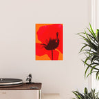 Large Red Poppy Orange Background #decor #society6 #buyart Poster Gallery Image 2