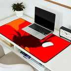 Large Red Poppy Orange Background #decor #society6 #buyart Desk Mat Gallery Image 2