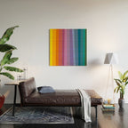 Modern Bright Rainbow Abstract Stripes Wood Wall Art Gallery Image 2