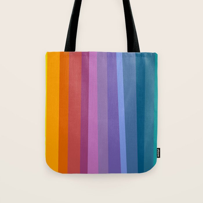 Modern Bright Rainbow Abstract Stripes Tote Bag Gallery Image 1