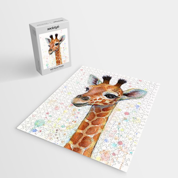 Giraffe Baby Watercolor Jigsaw Puzzle Gallery Image 2