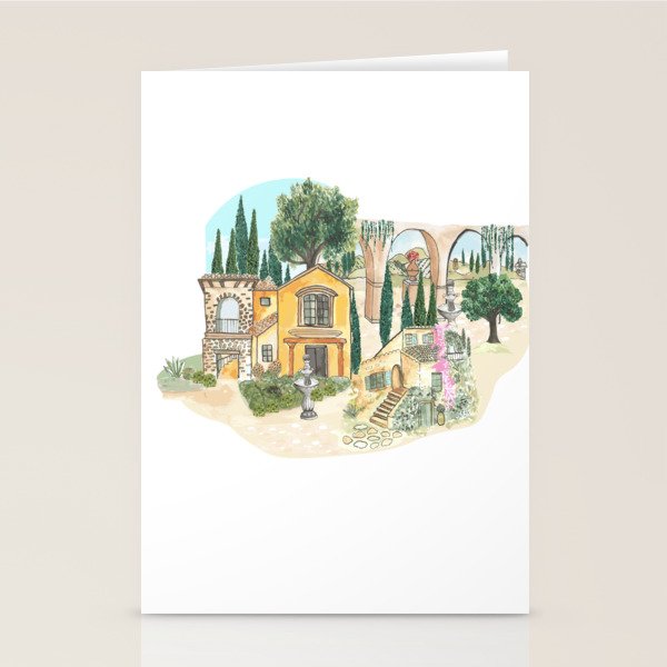 Tuscan villas watercolor Stationery Card Gallery Image 2