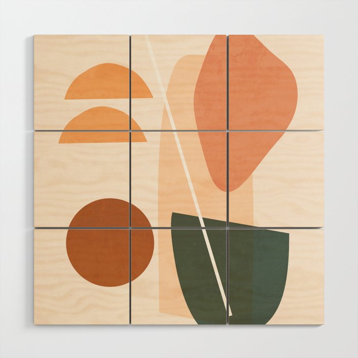 Minimal Abstract Shapes 14 Wood Wall Art Gallery Image 1