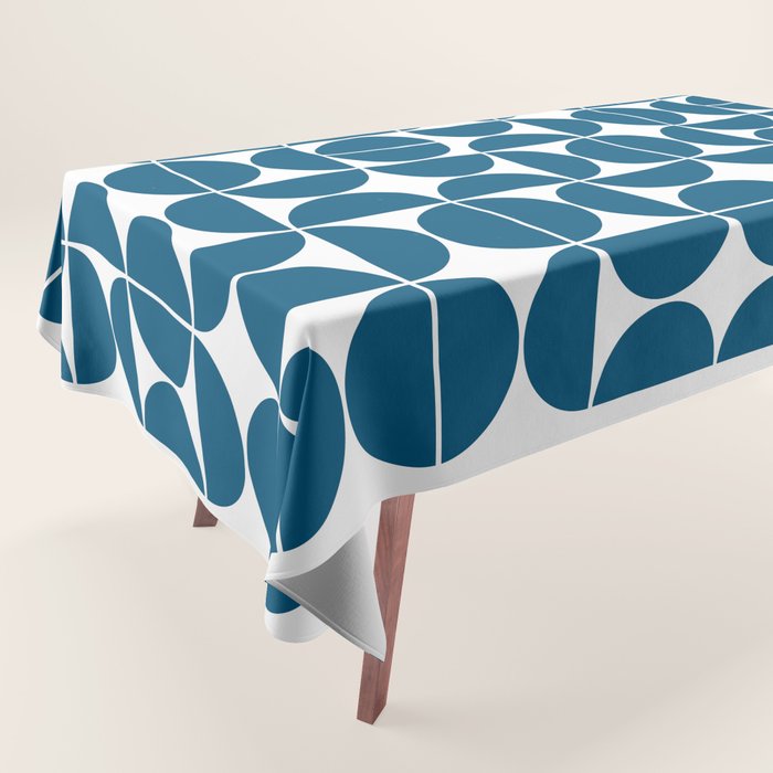 Mid Century Modern Geometric 04 Blue Tablecloth Gallery Image 1