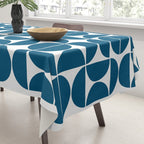 Mid Century Modern Geometric 04 Blue Tablecloth Gallery Image 3