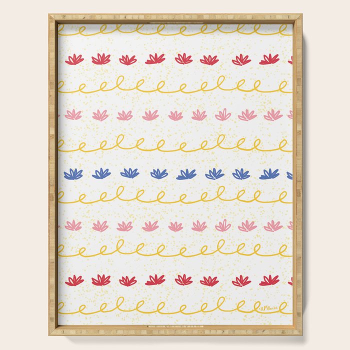 Abstract Cookie Pattern Doodle in White & Pink Serving Tray Gallery Image 1