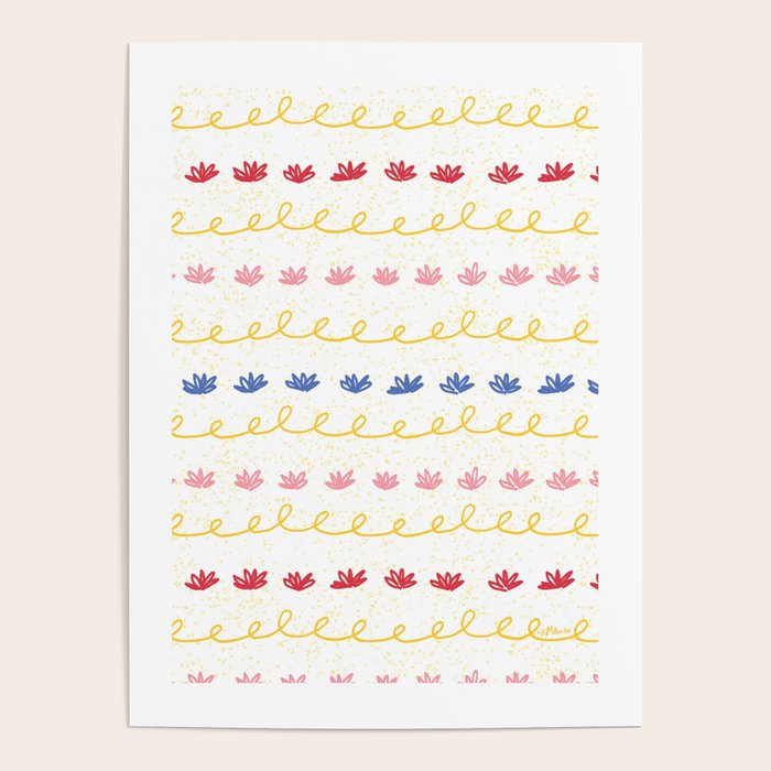 Abstract Cookie Pattern Doodle in White & Pink Poster Gallery Image 1