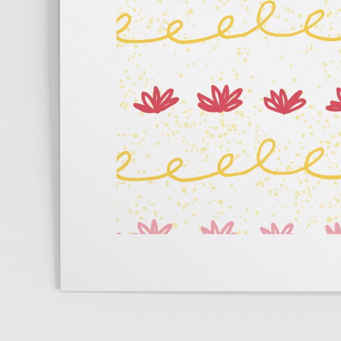 Abstract Cookie Pattern Doodle in White & Pink Poster Gallery Image 3