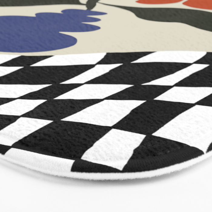 Bold retro flower with check  Bath Mat Gallery Image 3