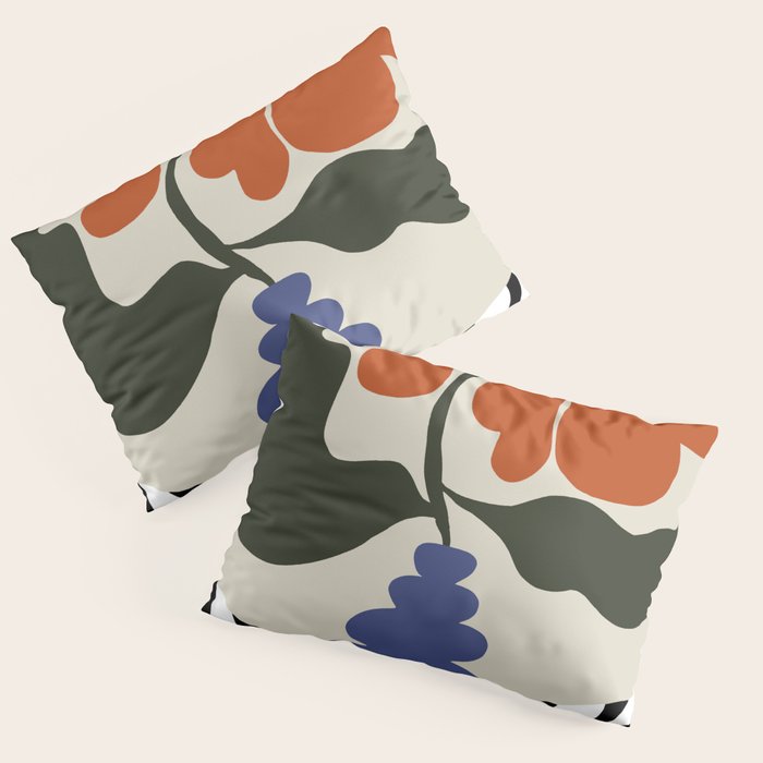 Bold retro flower with check  Pillow Sham Gallery Image 1